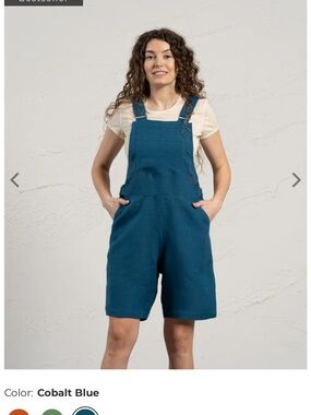 Menique Cobalt Blue Women's 100% linen overalls